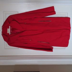 Red Michael Kors Hooded Rain Coat Sz M